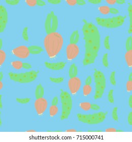 Cucumber, onion seamless  pattern . Hand drawn.