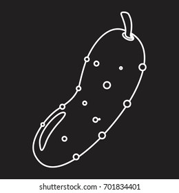 Cucumber outline icon vector illustration for design and web isolated on black background. Cucumber vector object for labels logos and advertising