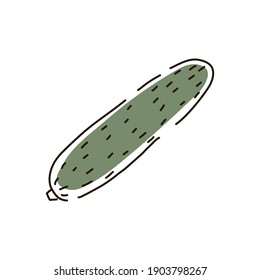 Cucumber outline on a white background. Icon. Vector illustration.