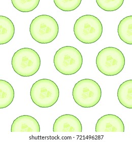 Cucumber pattern. Seamless background from slices of vegetable. Diet healthy organic food. Ingredient salad. Chopped the food the Cooking. Product from the garden.