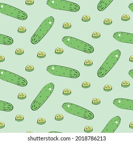 Cucumber Pattern Seamless Vector Green Background