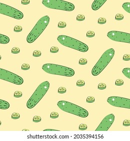 Cucumber Pattern Seamless Vector. Texture, Background.