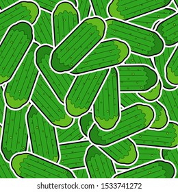 Cucumber pattern seamless. Vegetable background. Cucumbers ornament. vector texture