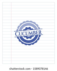 Cucumber pen effect. Blue ink. Vector Illustration. Detailed.