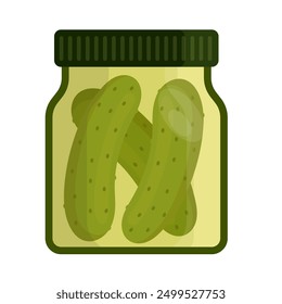 Clipart de icono de logotipo de Ilustración vectorial plana de tarro de pepinillo de pepino