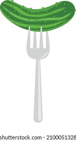 Cucumber pickled on a fork