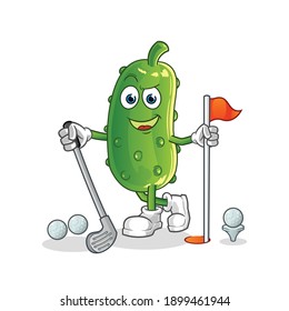 cucumber playing golf vector. cartoon character