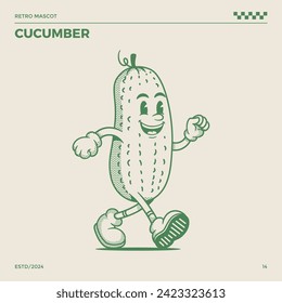 Cucumber Retro Mascot, cartoon mascot