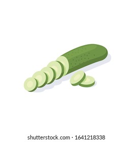 Cucumber Salad Slicing. Vector 3d isometric, color web icon, new flat style. Creative illustration design, idea for infographics.