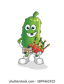 cucumber scottish with bagpipes vector. cartoon character