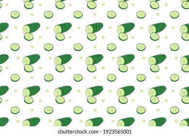 Cucumber seamless background vector illustration. Summer decorative print. Fabric pattern design.