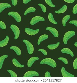 Cucumber seamless pattern background. Green cucumber wallpaper, pickle seamless motif
