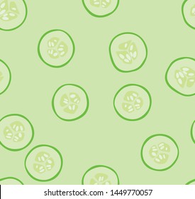 Cucumber seamless pattern on green background
