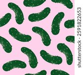 Cucumber seamless pattern. Pickles on the pink background