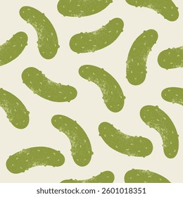 Cucumber seamless pattern. Pickles on the neutral background.