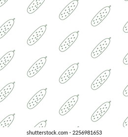 Cucumber, seamless pattern, vector. Green cucumber on a white background.