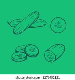 esboço de pepino desenhado à mão