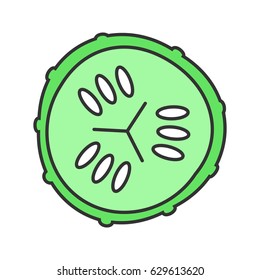 Cucumber slice color icon. Spa. Cucumber facial mask. Isolated vector illustration