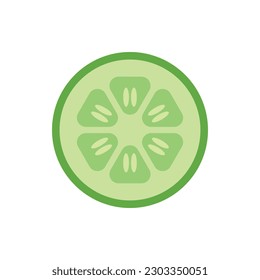 Cucumber slice cross section with seeds flat color vector icon for food applications and websites