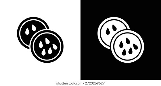 Icono de rodaja de pepino. Icono de diseño plano simple en blanco y negro