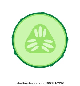 Cucumber slice icon. Flat vector isolated on white background.