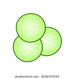 Icono de rodaja de pepino aislado sobre fondo blanco.