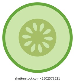 Cucumber slice icon isolated on white background.