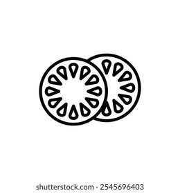 ícone da fatia do pepino símbolo do logotipo definir contorno do vetor