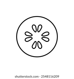 Ícone de fatia de pepino Contorno definido em preto e branco