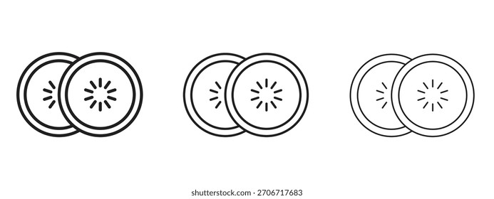 Ícone de fatia de pepino com estilo de contorno, desenhos de ilustração de vetor