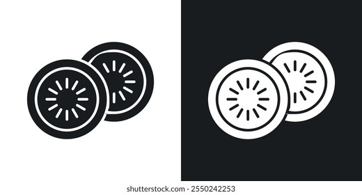 Paquete de iconos de rodajas de pepino en color negro.