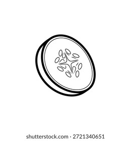 Icono de rebanada de pepino con verdura redonda de sombra