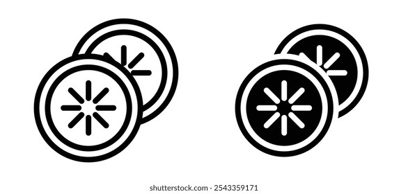 Colección de icono de rebanada de pepino sobre fondo blanco.