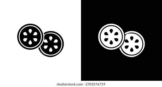 Logotipo de símbolo de ícone de fatia de pepino. Modelo gráfico.