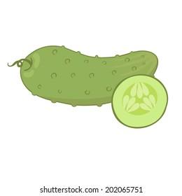 cucumber with slice isolated on white background