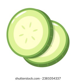 Recorte de pepino aislado sobre fondo blanco. Icono de rebanada de pepino. Vector de pepino.