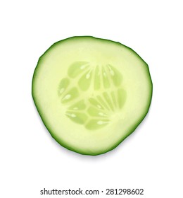 Cucumber slice isolated on white. EPS10 vector