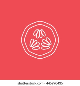 Cucumber Slice Line Icon On Red Background