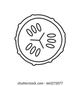 Cucumber slice linear icon. Spa. Thin line illustration. Cucumber facial mask contour symbol. Vector isolated outline drawing