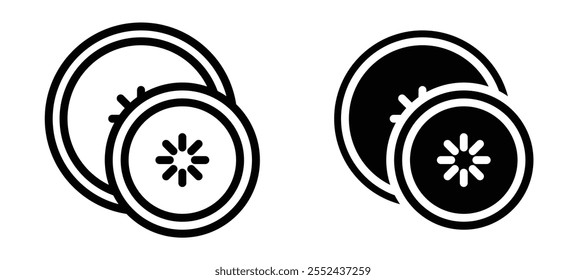 Conjunto de Vector de icono de delineador de rodajas de pepino.