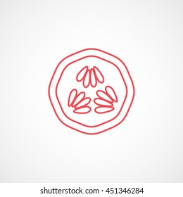 Cucumber Slice Red Line Icon On White Background