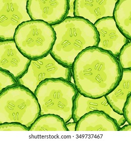 Cucumber slice seamless pattern. Vector illustration.