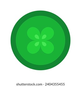 Cucumber slice top view in flat style. Vector illustration isolated on white background.