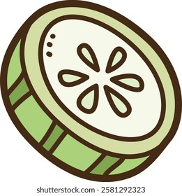 Cucumber slice vector doodle illustration and graphic