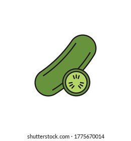 Símbolo de icono del vector de segmento de pepino aislado en fondo blanco
