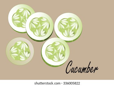 Cucumber and cucumber slice ,vector illustration