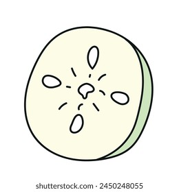 Cucumber slice. Vector illustration in doodle style
