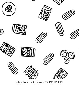 cucumber slice vegetable green vector seamless pattern thin line illustration
