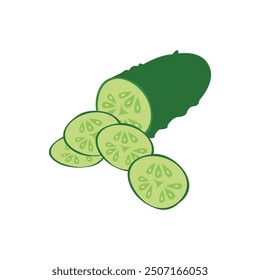 Cucumber sliced emoji vector illustration