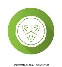 Cucumber slices flat design long shadow icon. Spa. Cucumber facial mask. Vector silhouette symbol